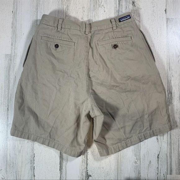 Patagonia Men’s Stand Up Flat Front Beige Hiking Shorts Size 32 Organic Cotton - Picture 2 of 6
